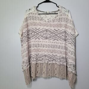 Jolt Hooded Poncho Womens Sz M Neutral Lacey Feminine Fall Boho Y2K Cottagecore